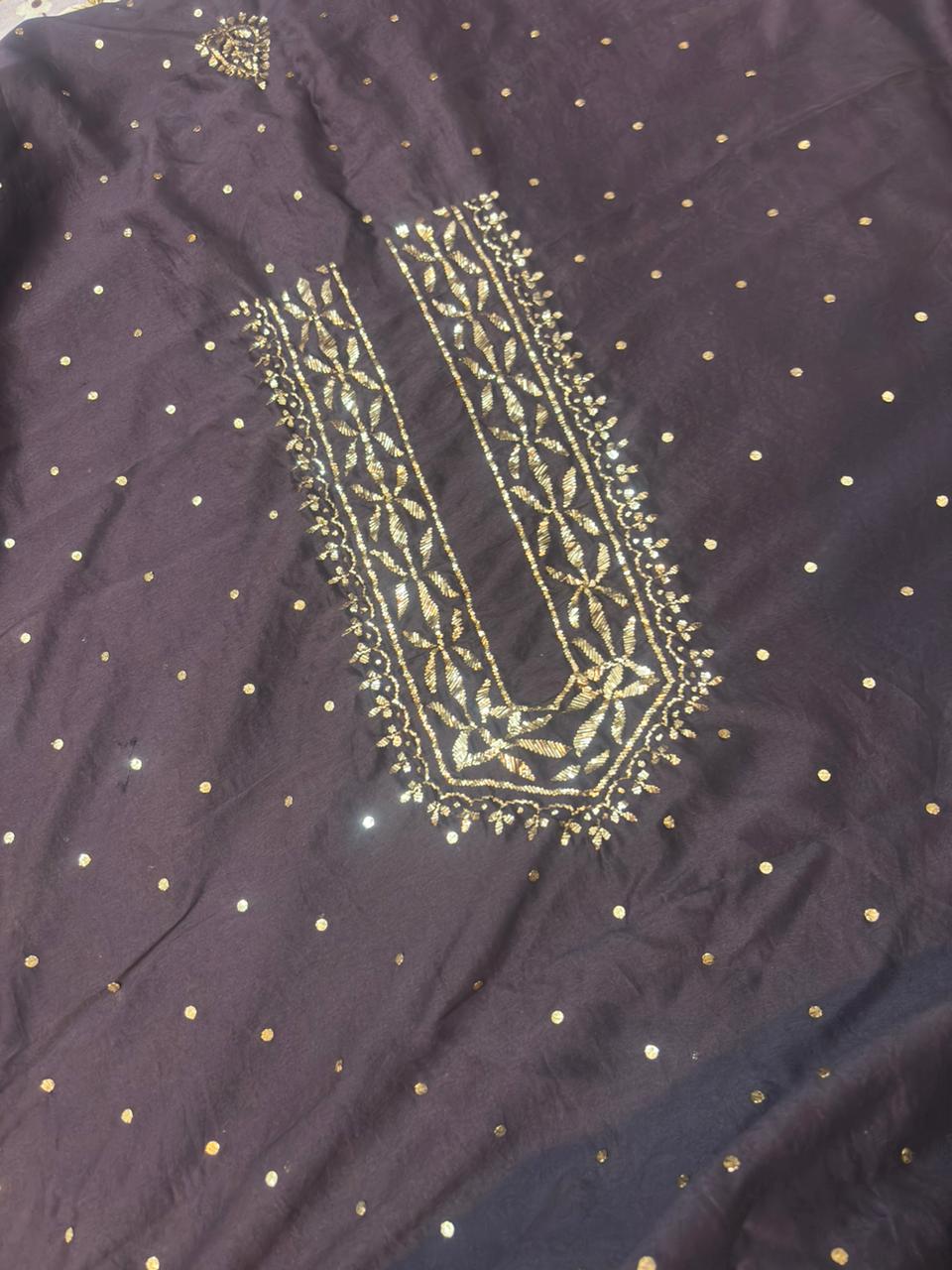 Lucknowi Handcrafted Chanderi Unstitched Mens Kurta Fabric 03