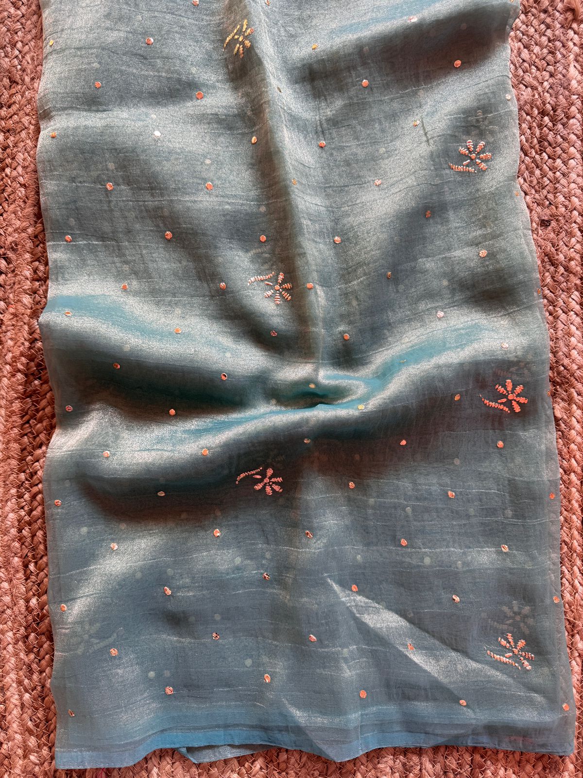 Sage Green Crush Tissue Kurta Fabric