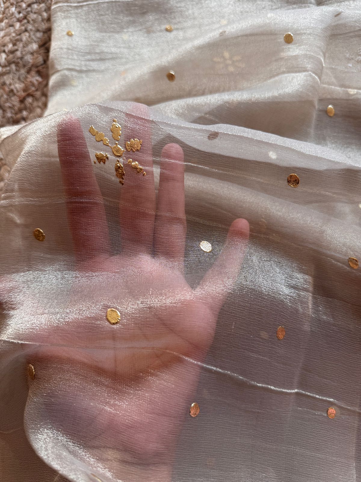 Ivory Crush Tissue Kurta Fabric