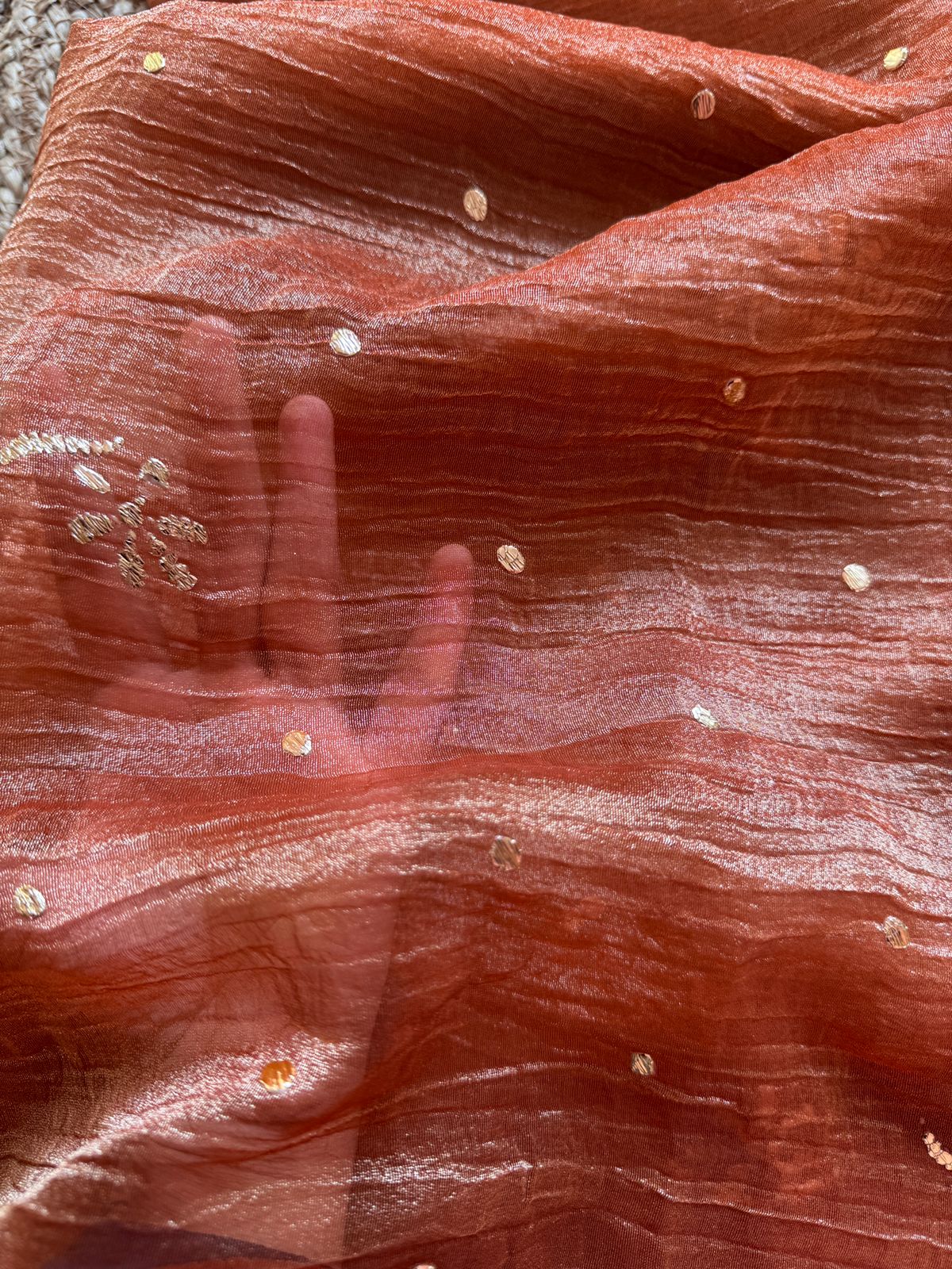 Orange Crush Tissue Kurta Fabric